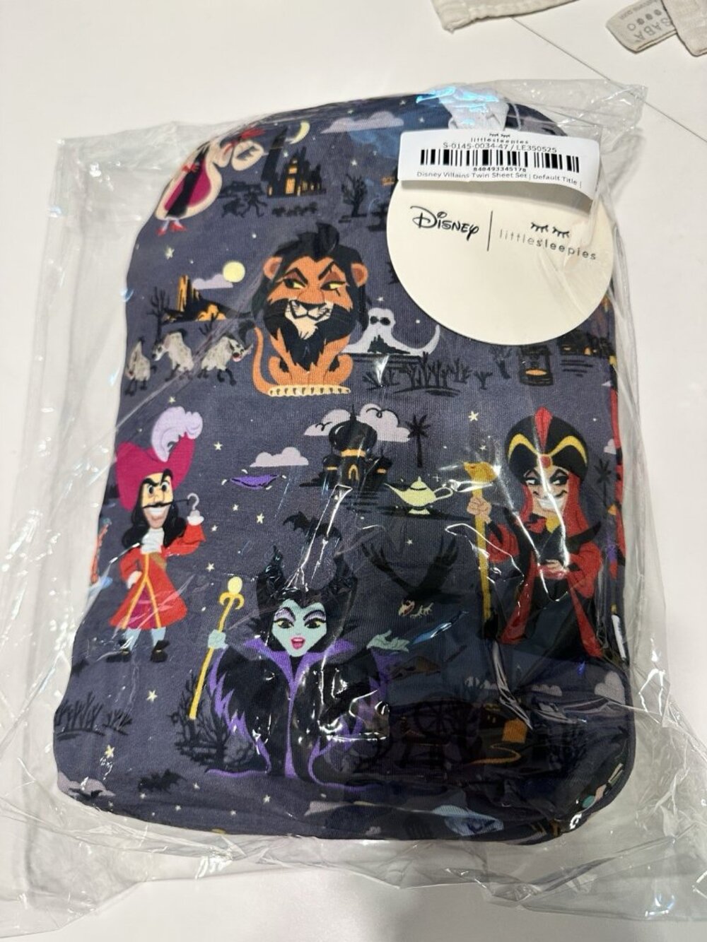 NEW Little Sleepies Disney Villains bamboo twin sheet set Ursula Jafar Cruella - Picture 2 of 3